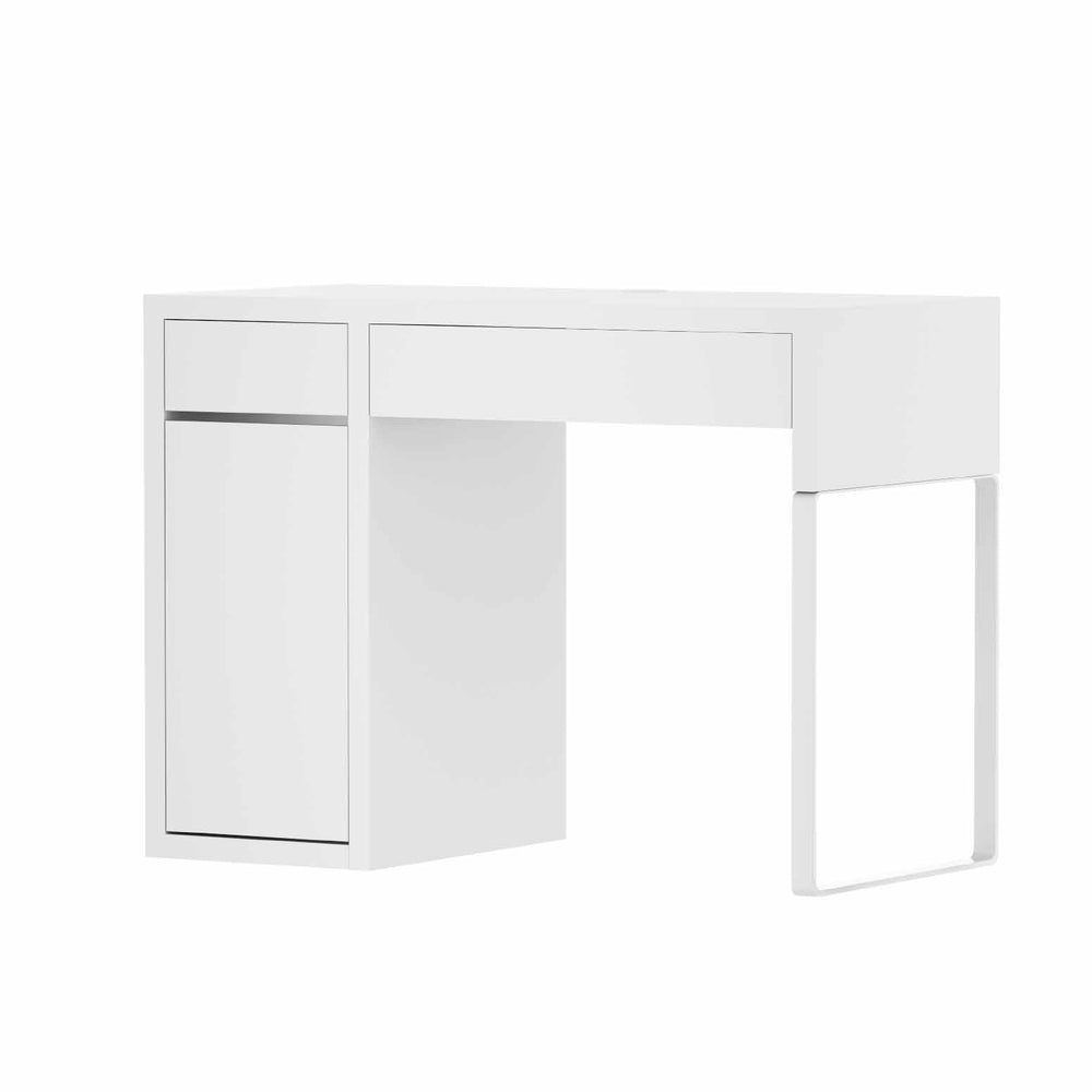 Metal Desk With Storage Cabinets - White - Homecoze