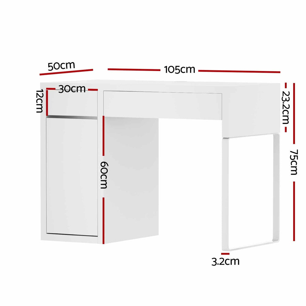 Metal Desk With Storage Cabinets - White - Homecoze