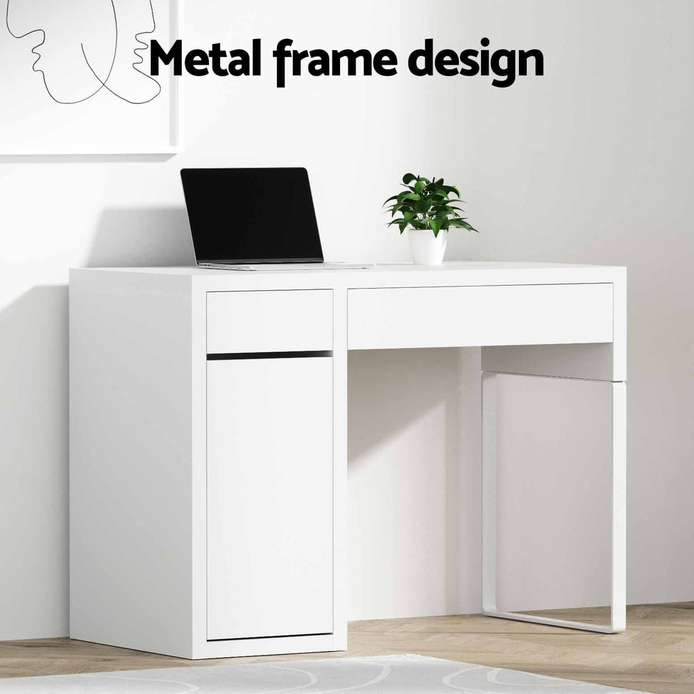 Metal Desk With Storage Cabinets - White - Homecoze