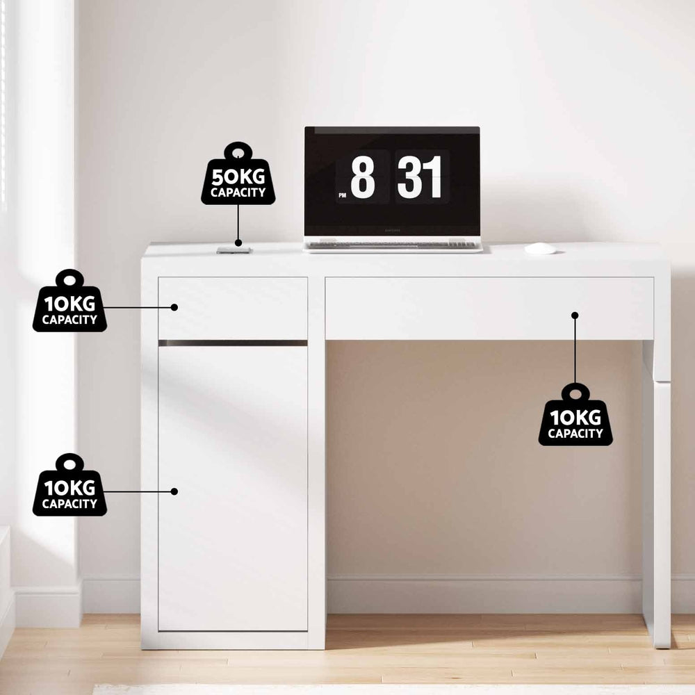 Metal Desk With Storage Cabinets - White - Homecoze