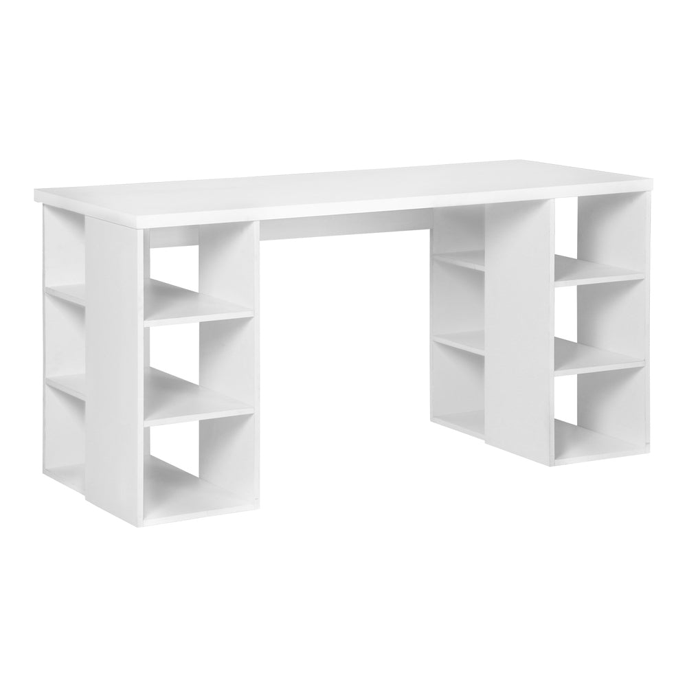 3 Level Desk with Storage & Bookshelf - White - Homecoze