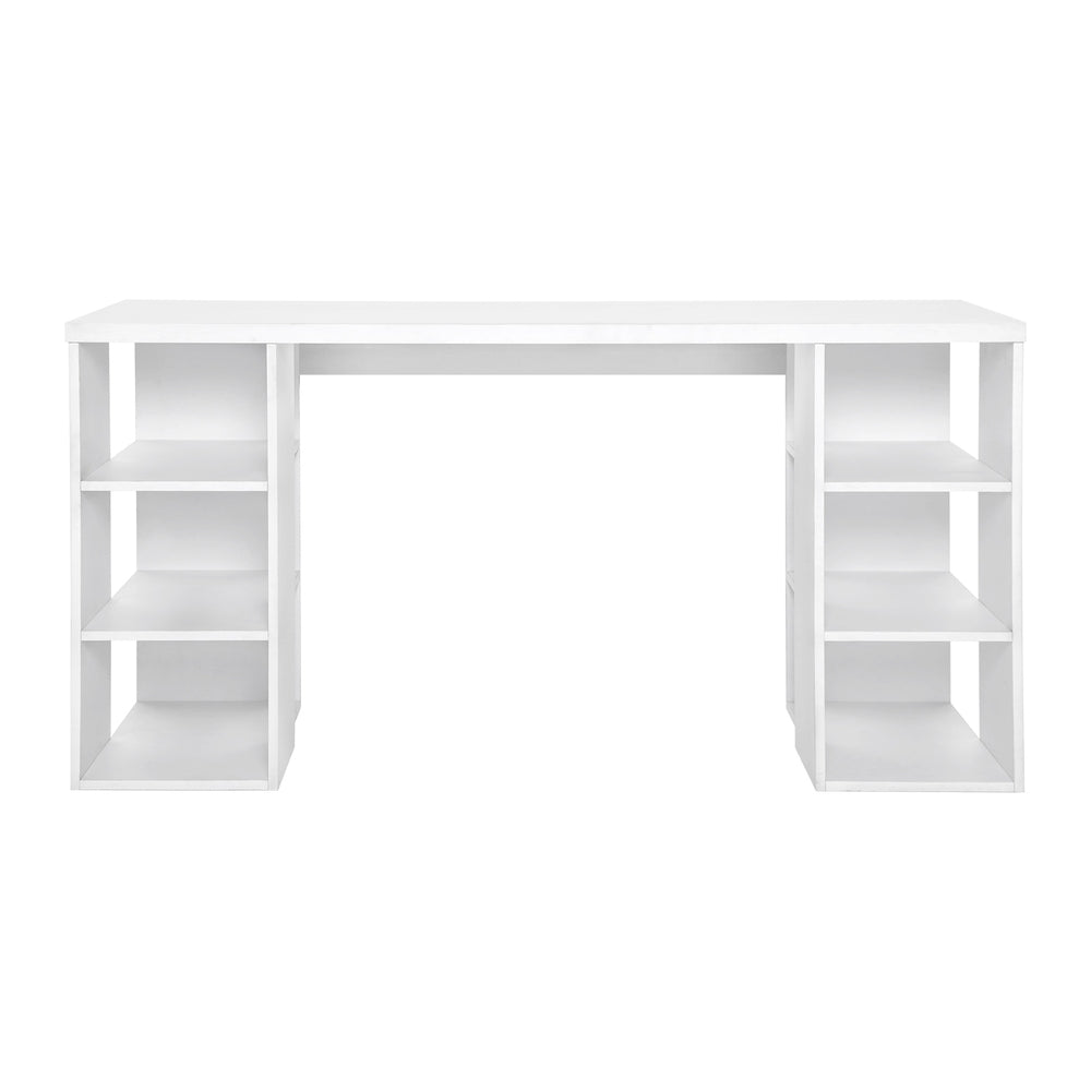 3 Level Desk with Storage & Bookshelf - White - Homecoze