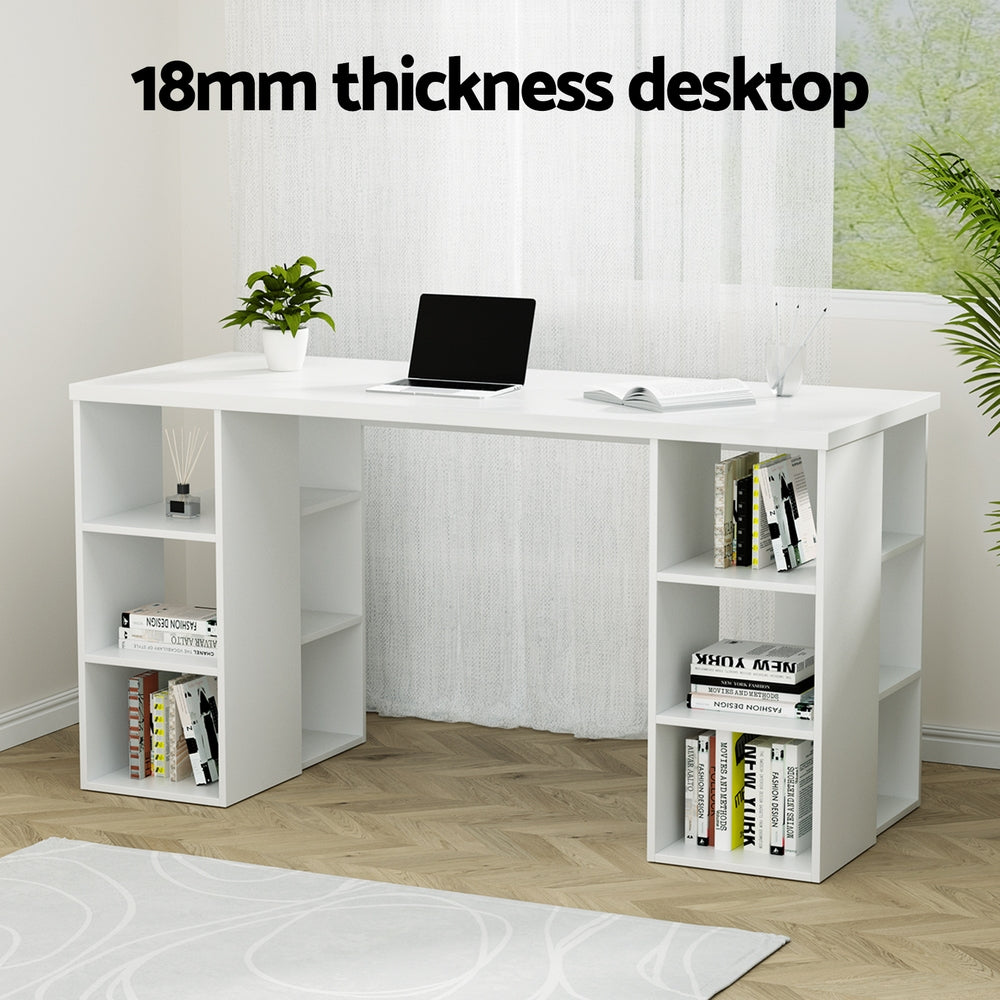 3 Level Desk with Storage & Bookshelf - White - Homecoze