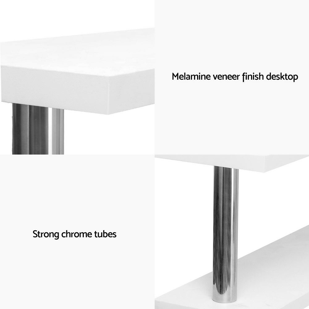 Rotary Corner Desk with Bookshelf - White - Homecoze