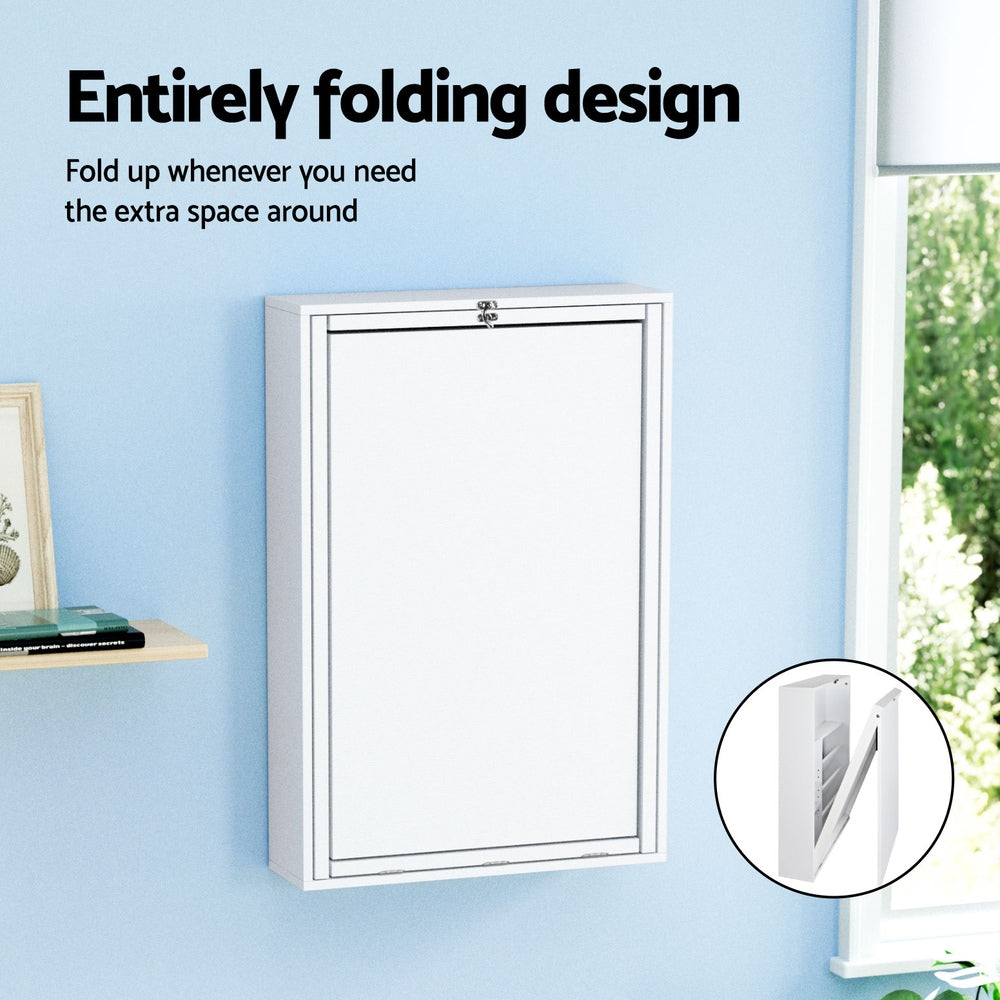 Foldable Space Saving Wall Mounted Bookshelf Desk - White - Homecoze