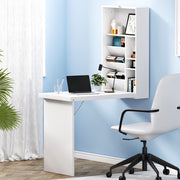 Foldable Space Saving Wall Mounted Bookshelf Desk - White - Homecoze