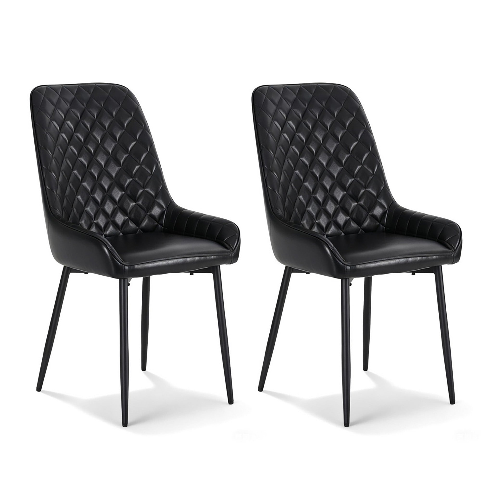 Vincent (Set of 2) PU Leather Retro Dining Chairs - Black