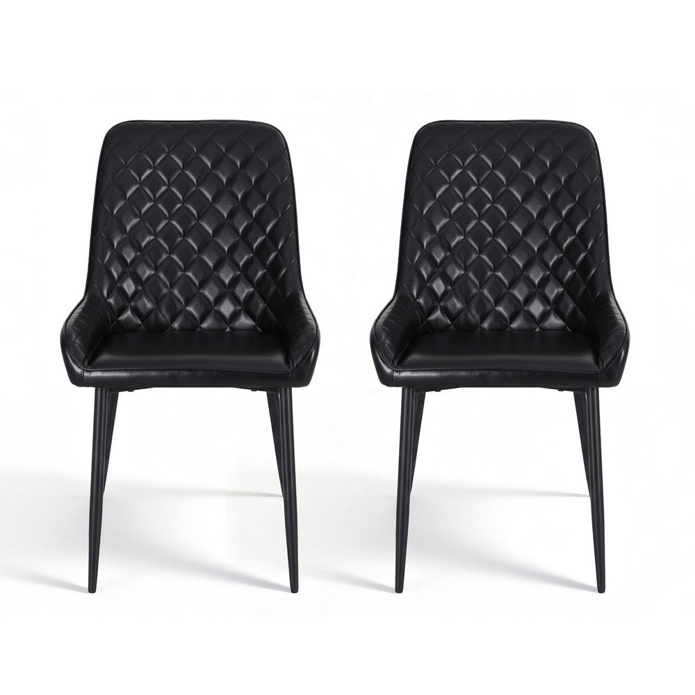 Vincent (Set of 2) PU Leather Retro Dining Chairs - Black