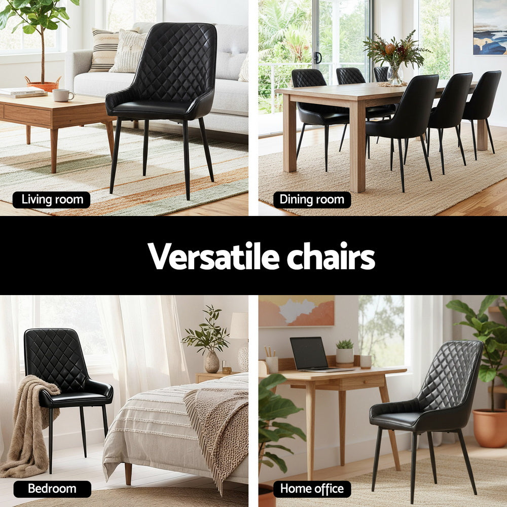 Vincent (Set of 2) PU Leather Retro Dining Chairs - Black