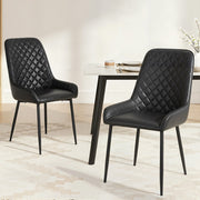 Vincent (Set of 2) PU Leather Retro Dining Chairs - Black