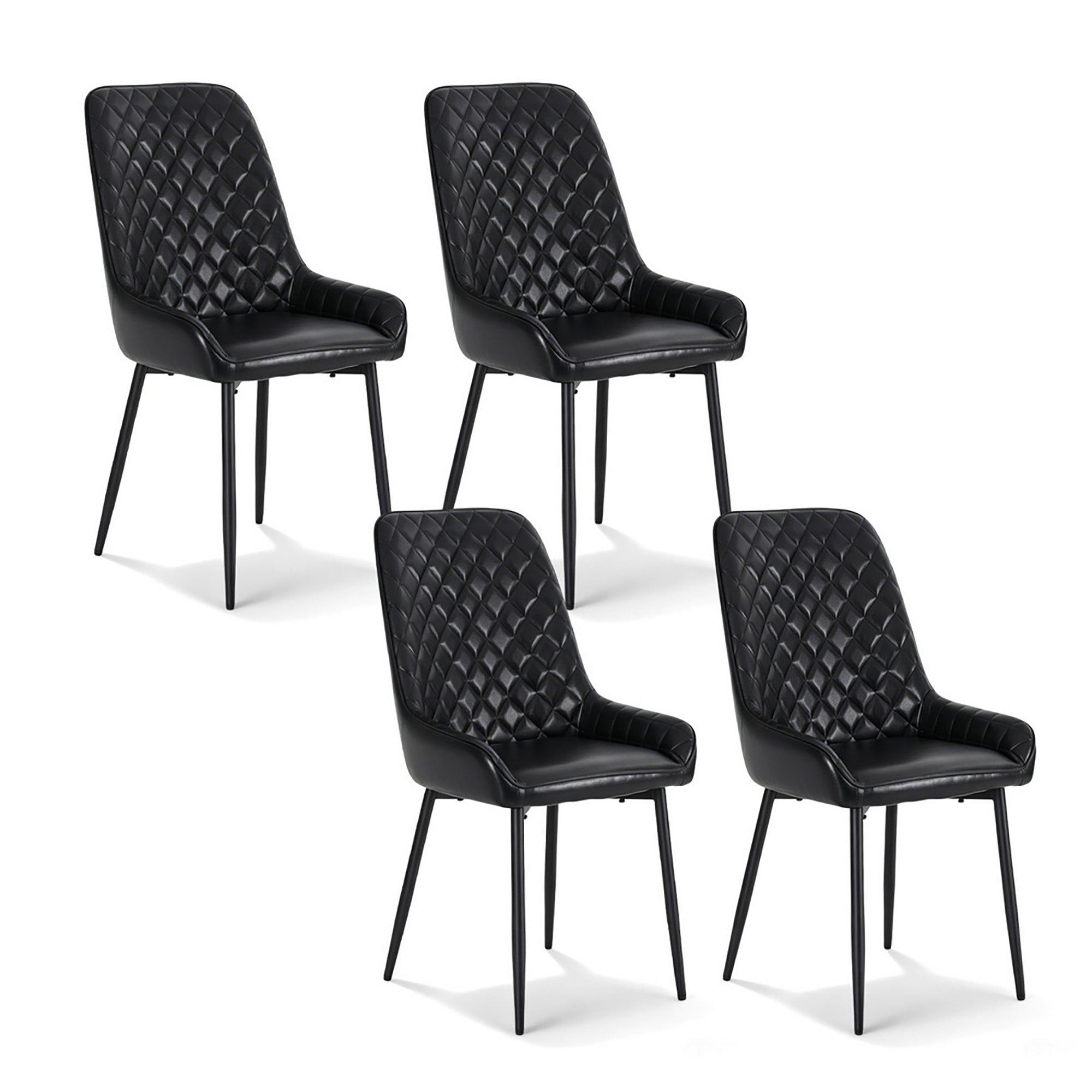 Vincent (Set of 4) PU Leather Retro Dining Chairs - Black