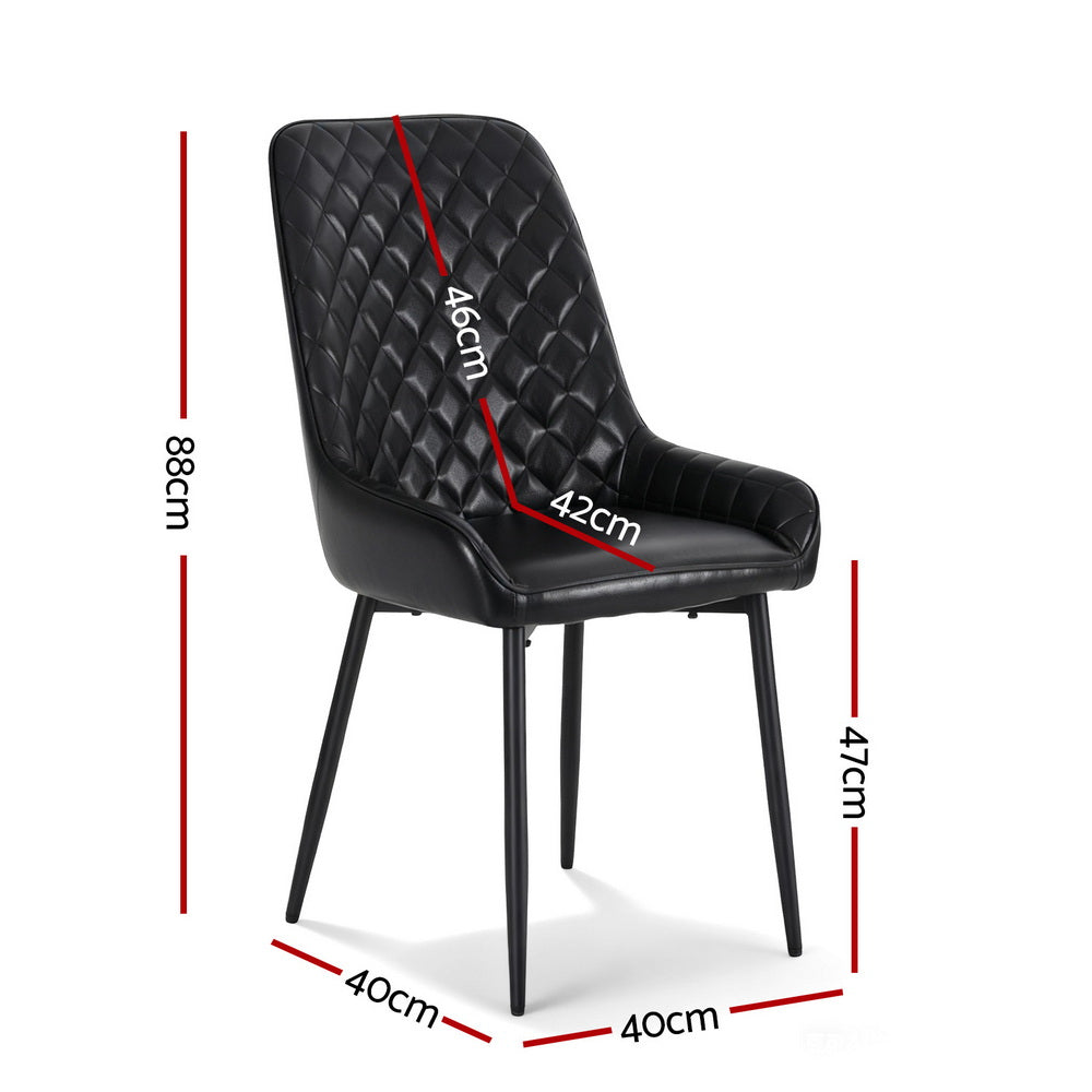 Vincent (Set of 4) PU Leather Retro Dining Chairs - Black