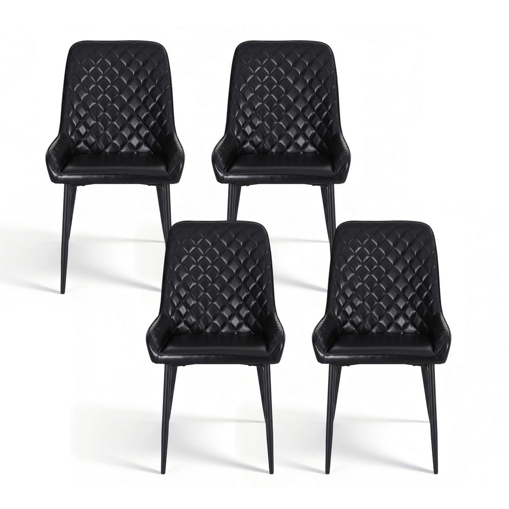 Vincent (Set of 4) PU Leather Retro Dining Chairs - Black