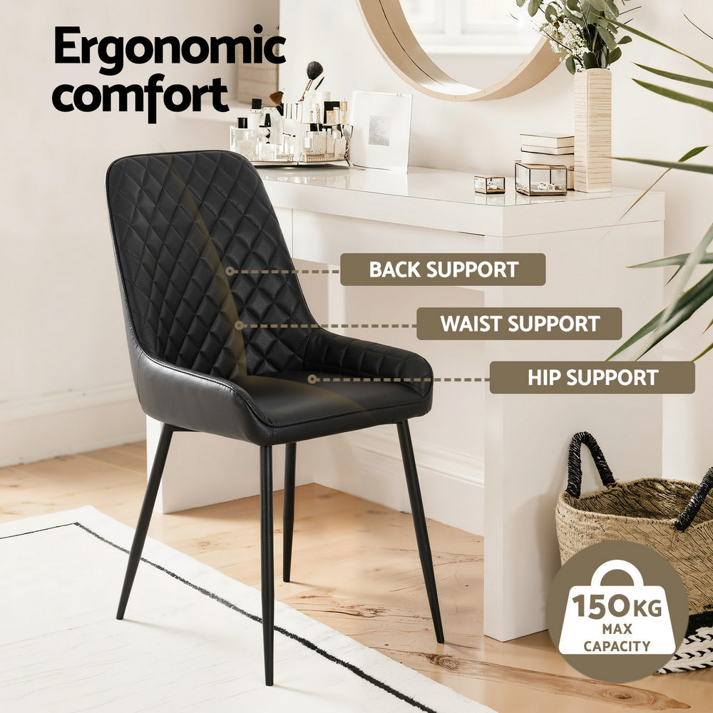 Vincent (Set of 4) PU Leather Retro Dining Chairs - Black