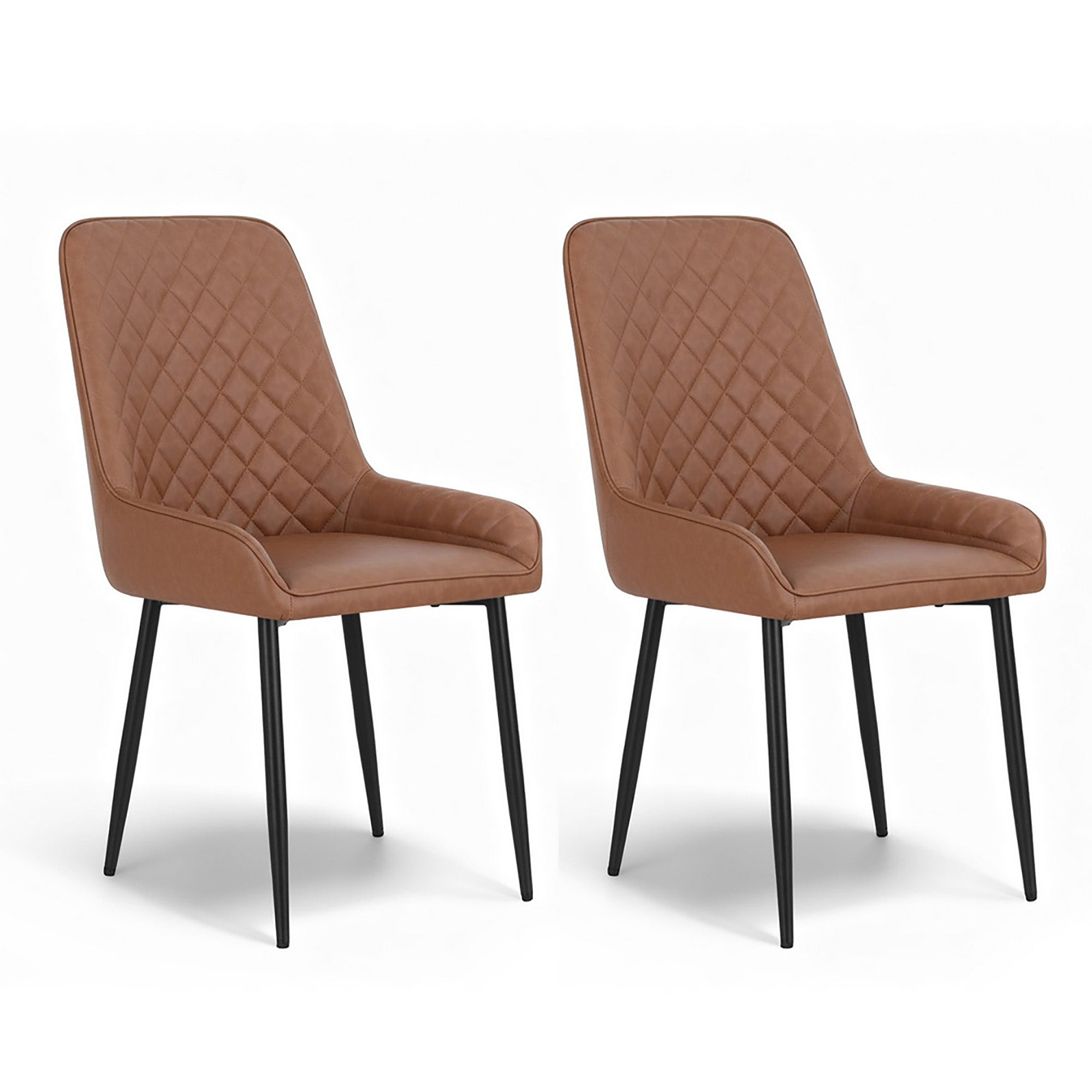 Vincent (Set of 2) PU Leather Retro Dining Chairs - Brown