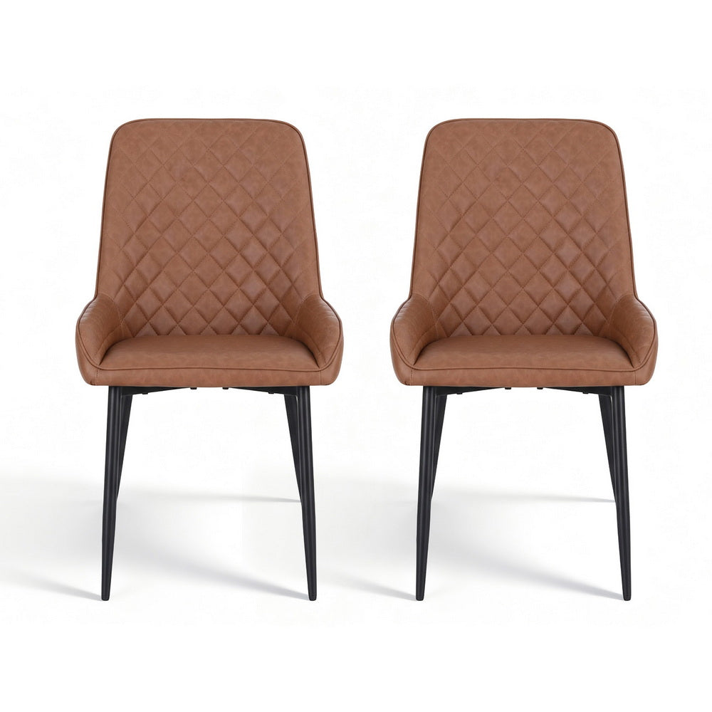 Vincent (Set of 2) PU Leather Retro Dining Chairs - Brown