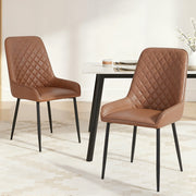 Vincent (Set of 2) PU Leather Retro Dining Chairs - Brown