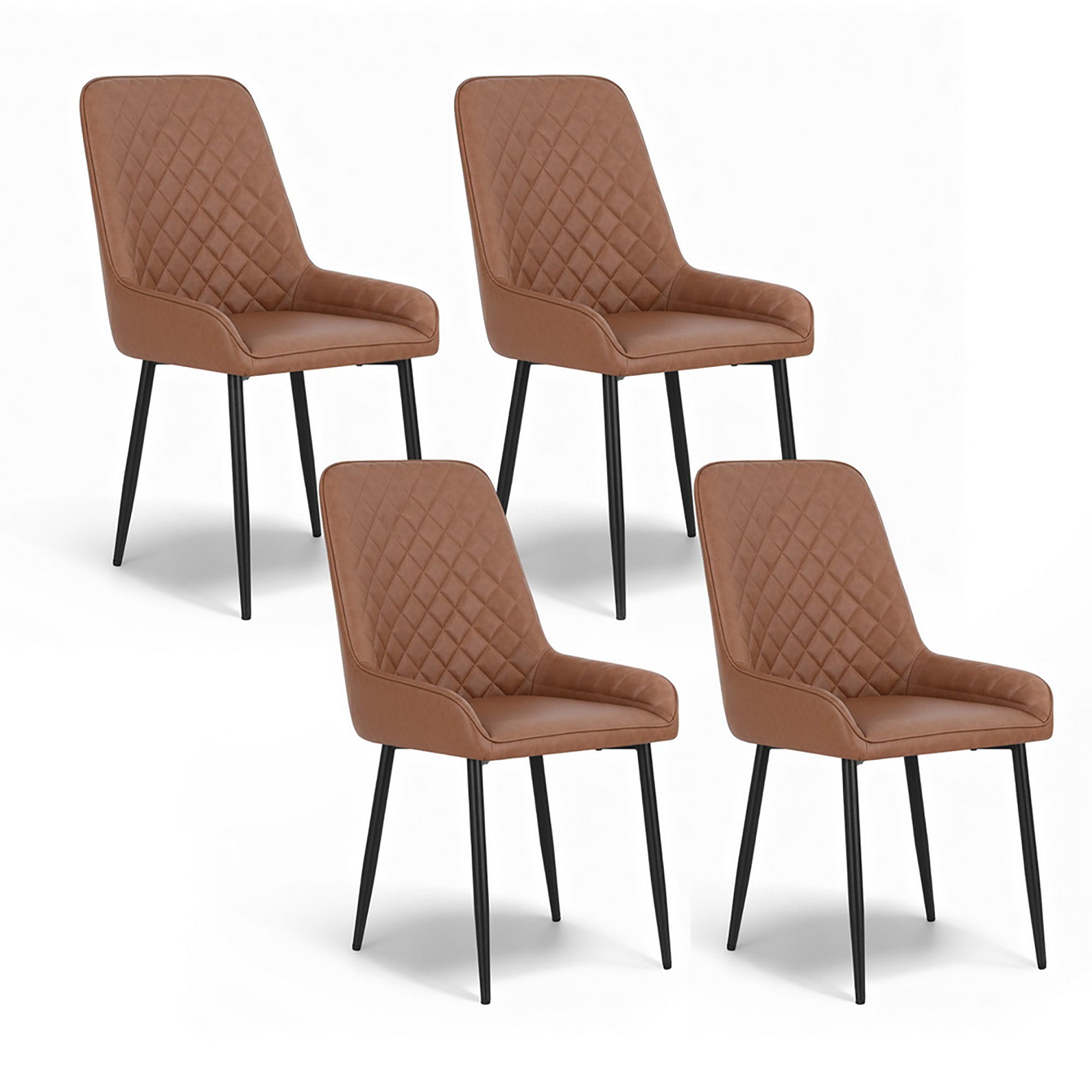 Vincent (Set of 4) PU Leather Retro Dining Chairs - Brown