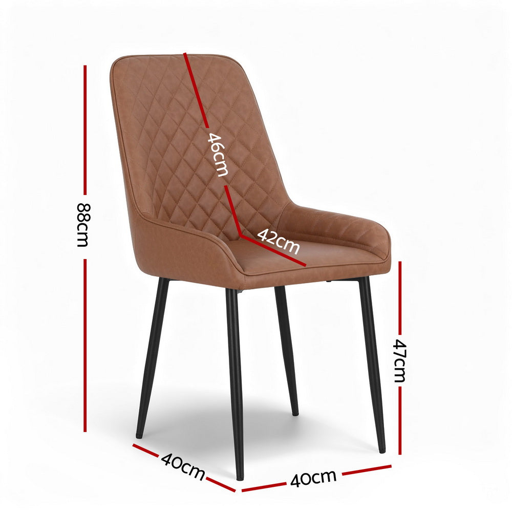 Vincent (Set of 4) PU Leather Retro Dining Chairs - Brown