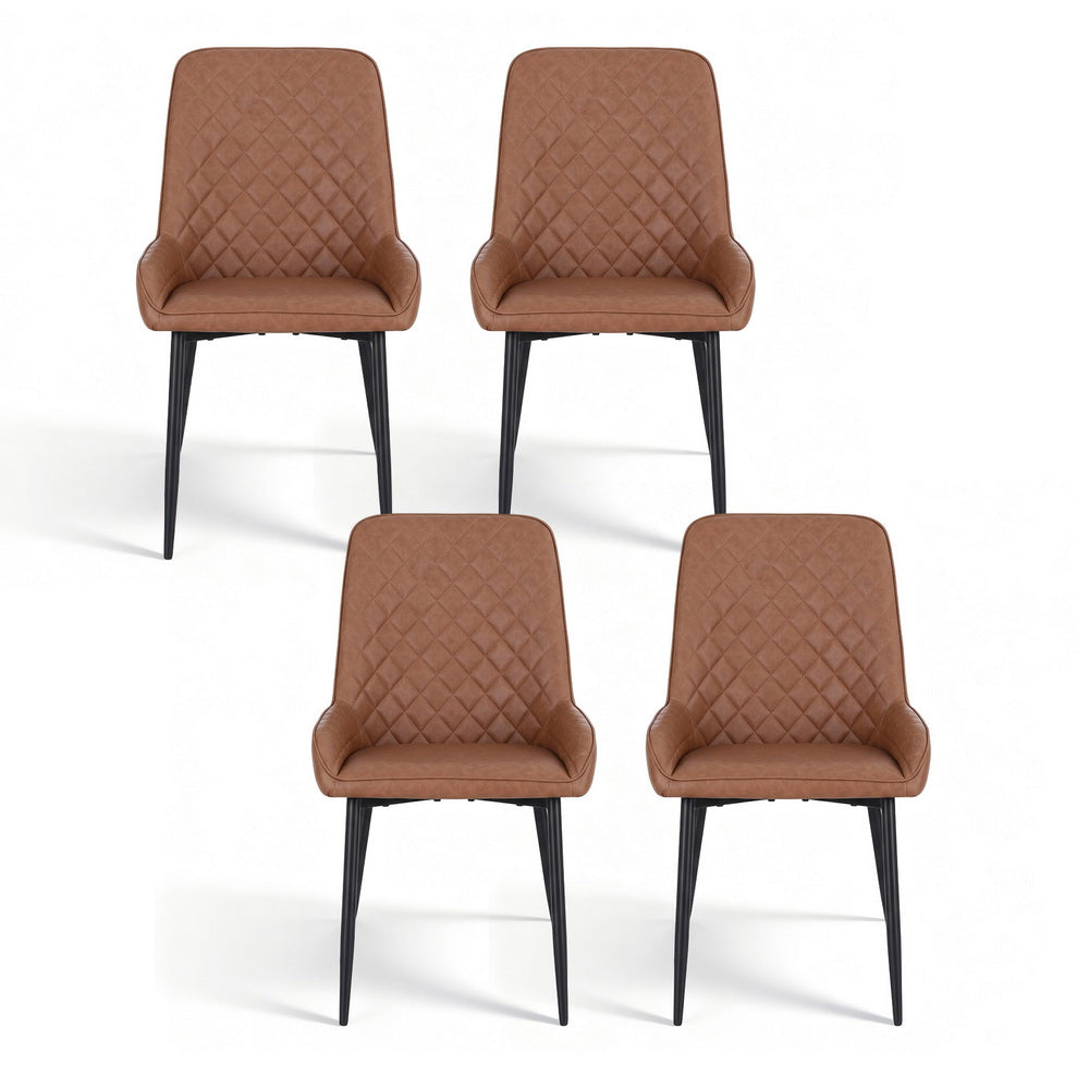 Vincent (Set of 4) PU Leather Retro Dining Chairs - Brown