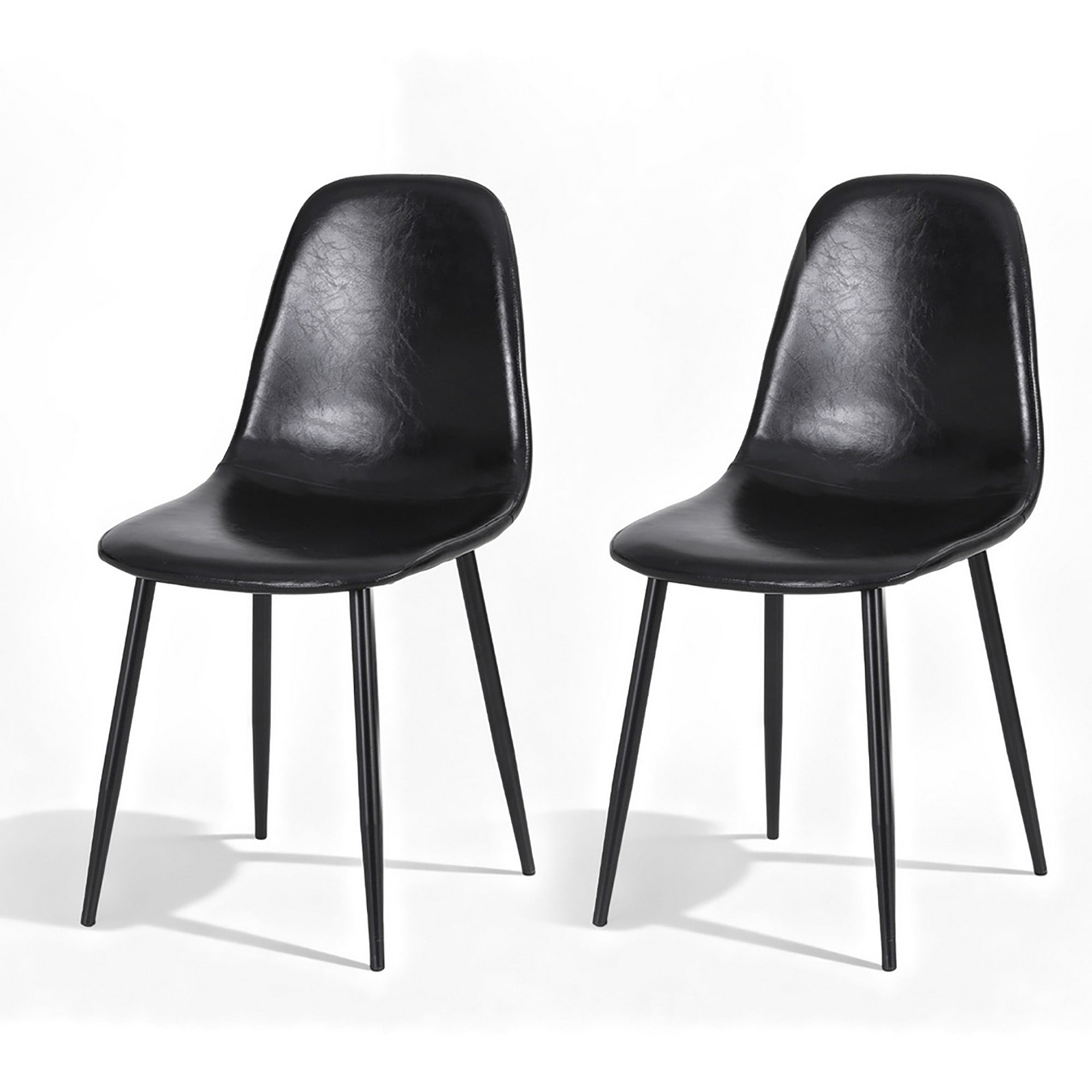 Sebastian (Set of 2) PU Leather Retro Dining Chairs - Black