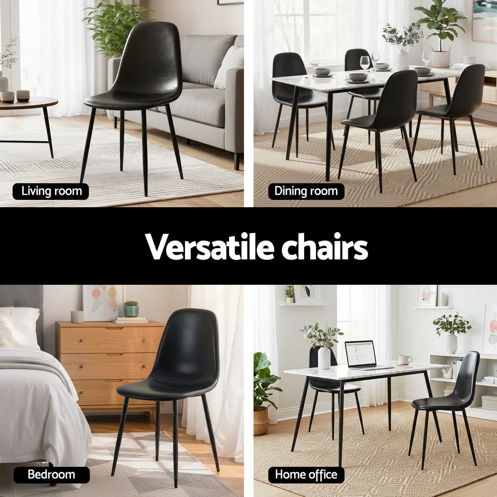 Sebastian (Set of 2) PU Leather Retro Dining Chairs - Black