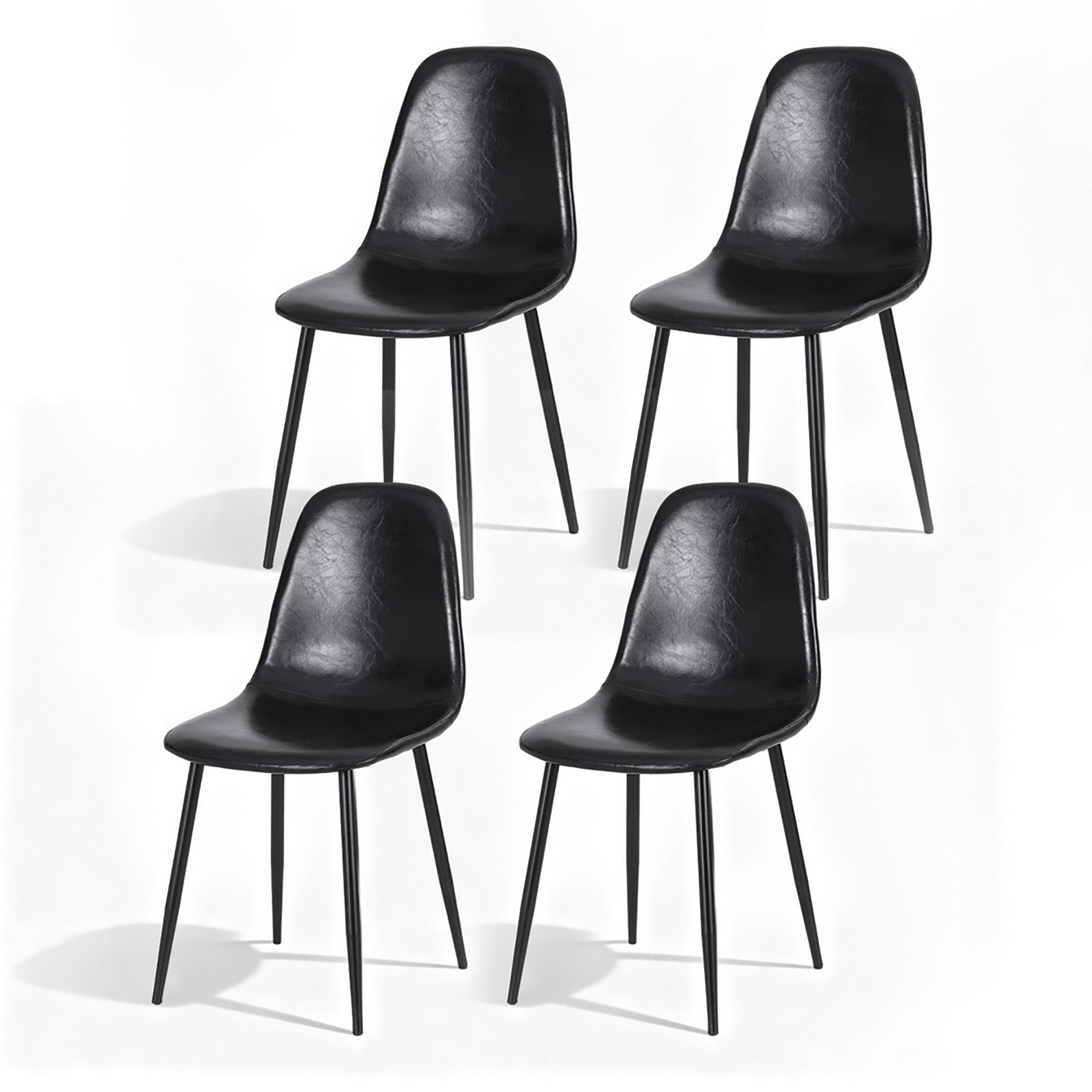 Sebastian (Set of 4) PU Leather Retro Dining Chairs - Black