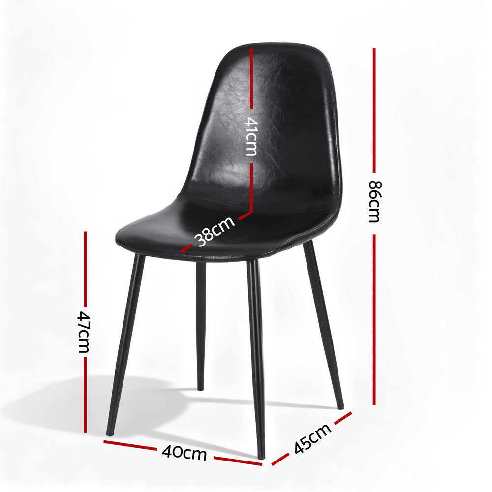 Sebastian (Set of 4) PU Leather Retro Dining Chairs - Black