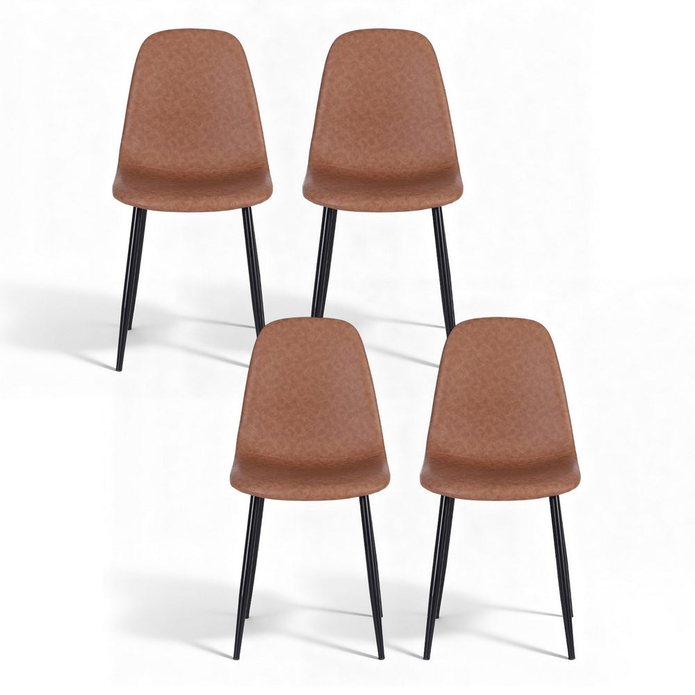 Sebastian (Set of 4) PU Leather Retro Dining Chairs - Brown