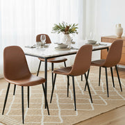 Sebastian (Set of 4) PU Leather Retro Dining Chairs - Brown