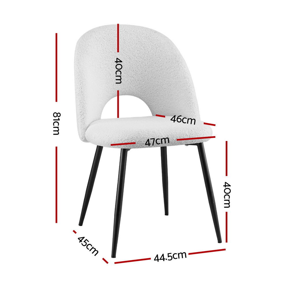 1 Set of 4 Artiss Dining Chair Boucle Sherpa - Homecoze