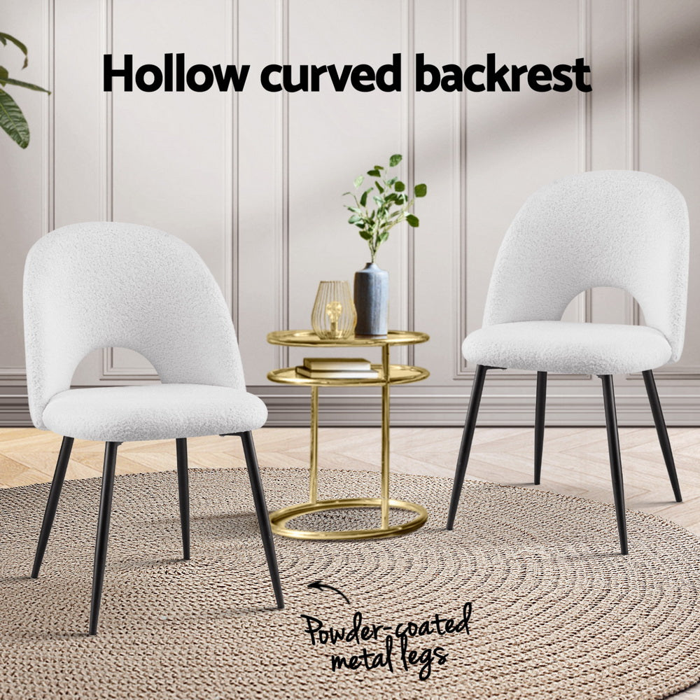 1 Set of 4 Artiss Dining Chair Boucle Sherpa - Homecoze