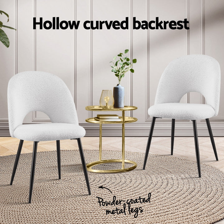 1 Set of 4 Artiss Dining Chair Boucle Sherpa - Homecoze