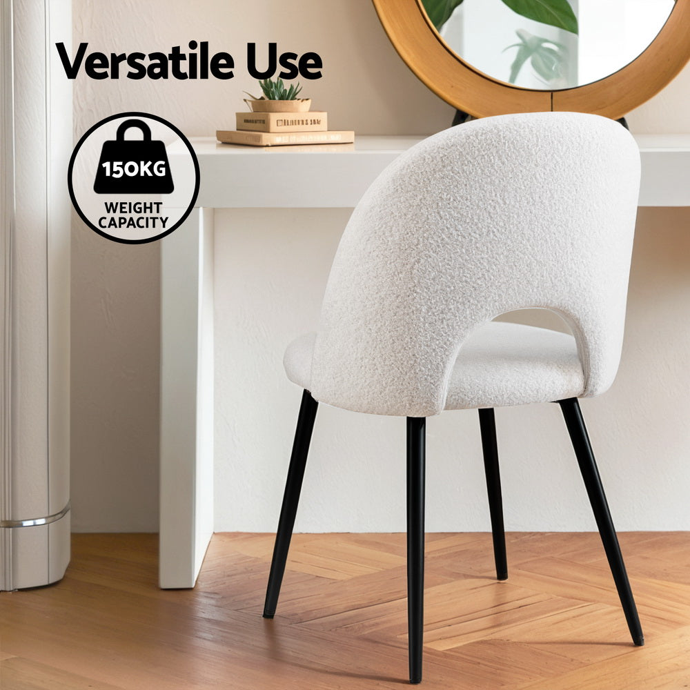 1 Set of 4 Artiss Dining Chair Boucle Sherpa - Homecoze