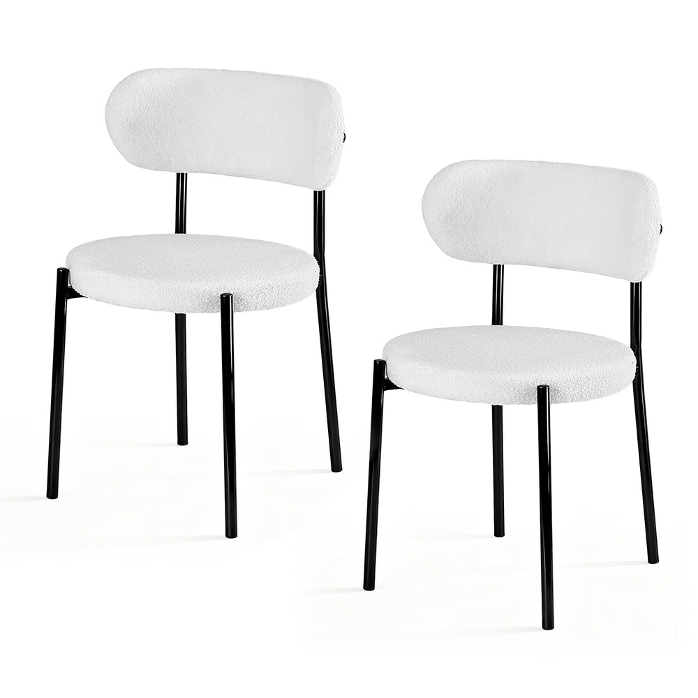 Artiss Dining Chairs Set of 2 Sherpa Boucle White - Homecoze