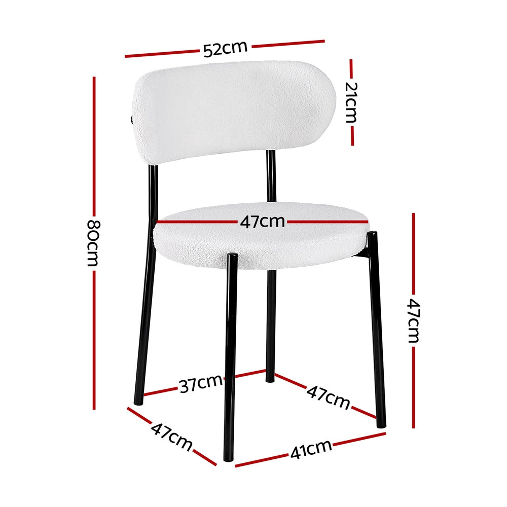 Artiss Dining Chairs Set of 2 Sherpa Boucle White - Homecoze