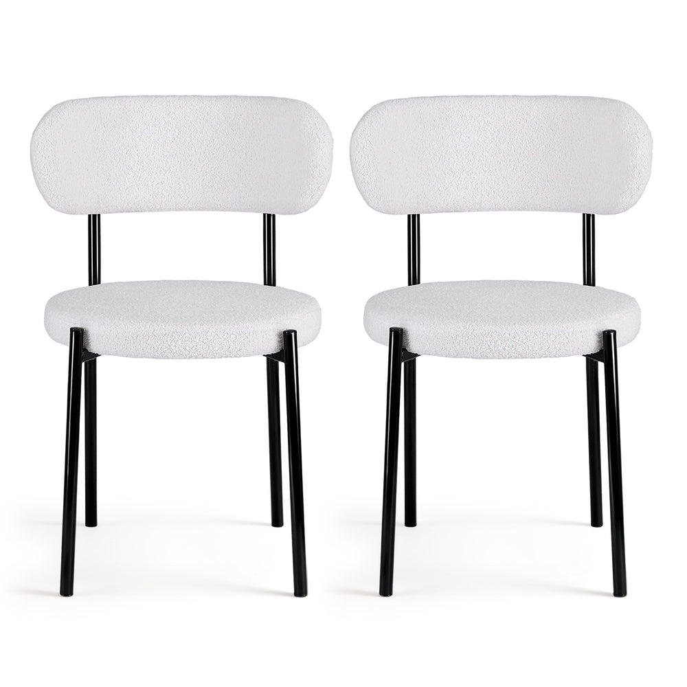 Artiss Dining Chairs Set of 2 Sherpa Boucle White - Homecoze