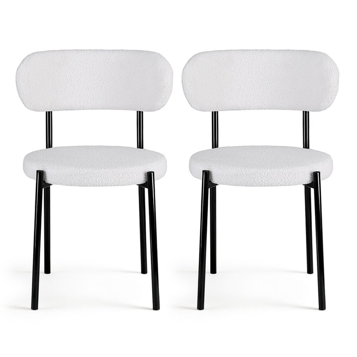 Artiss Dining Chairs Set of 2 Sherpa Boucle White - Homecoze