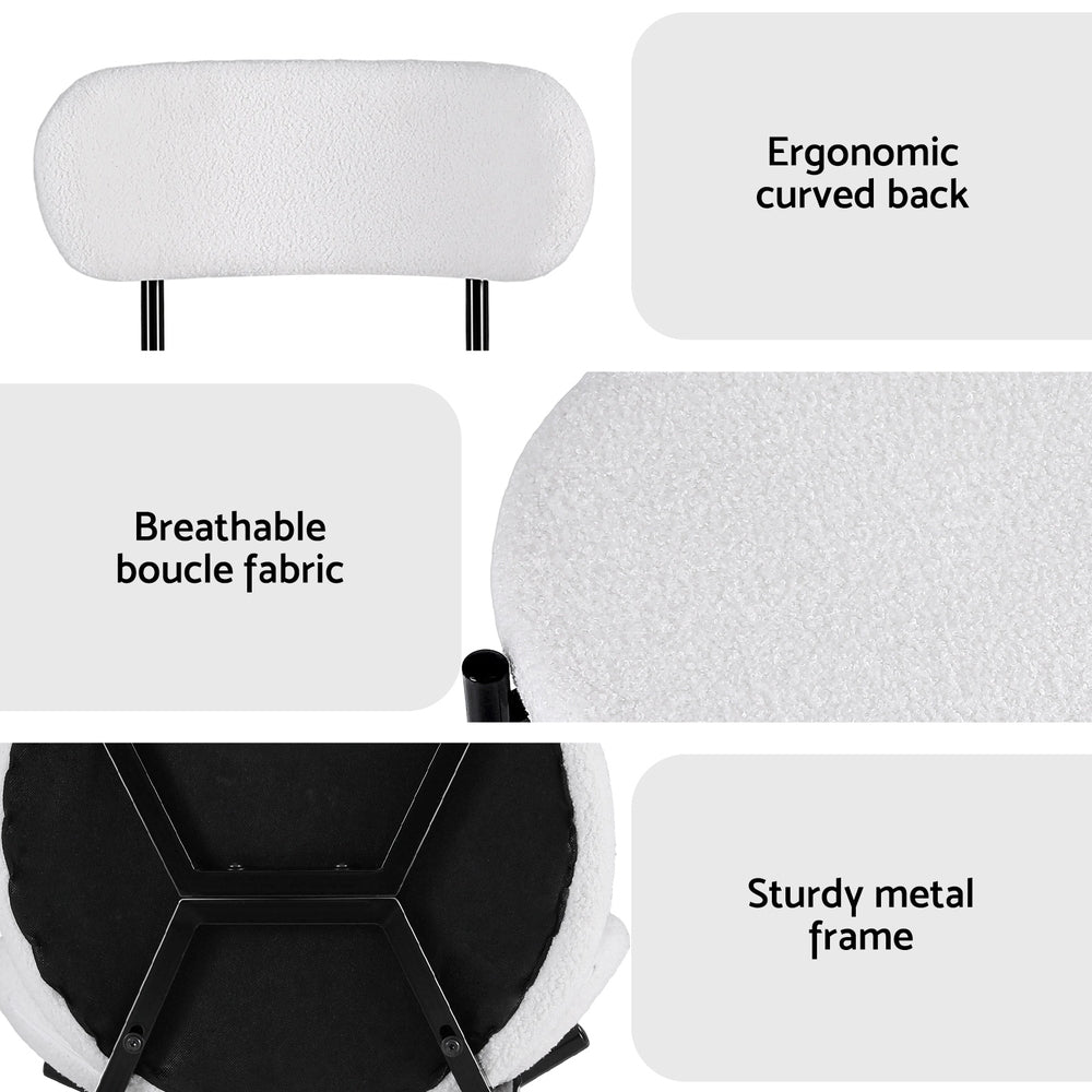 Artiss Dining Chairs Set of 2 Sherpa Boucle White - Homecoze
