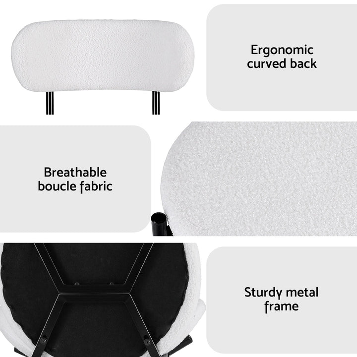 Artiss Dining Chairs Set of 2 Sherpa Boucle White - Homecoze