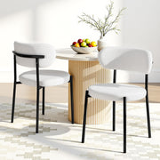 Artiss Dining Chairs Set of 2 Sherpa Boucle White - Homecoze
