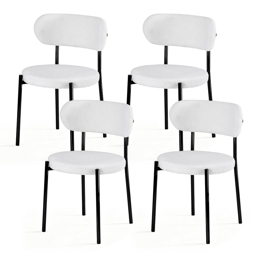 Artiss Dining Chairs Set of 4 Sherpa Boucle White - Homecoze
