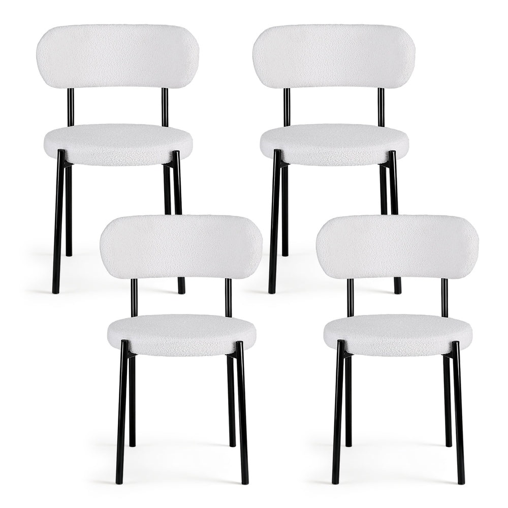 Artiss Dining Chairs Set of 4 Sherpa Boucle White - Homecoze
