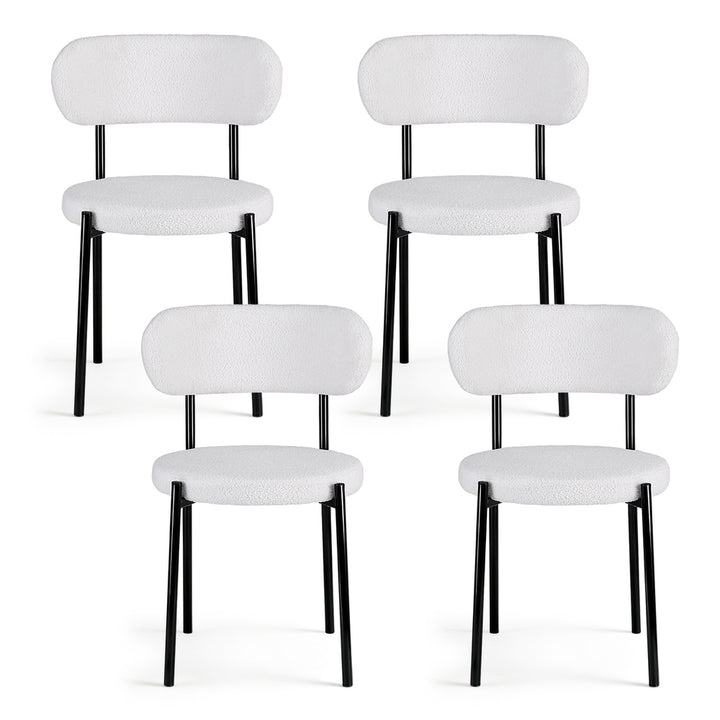Artiss Dining Chairs Set of 4 Sherpa Boucle White - Homecoze