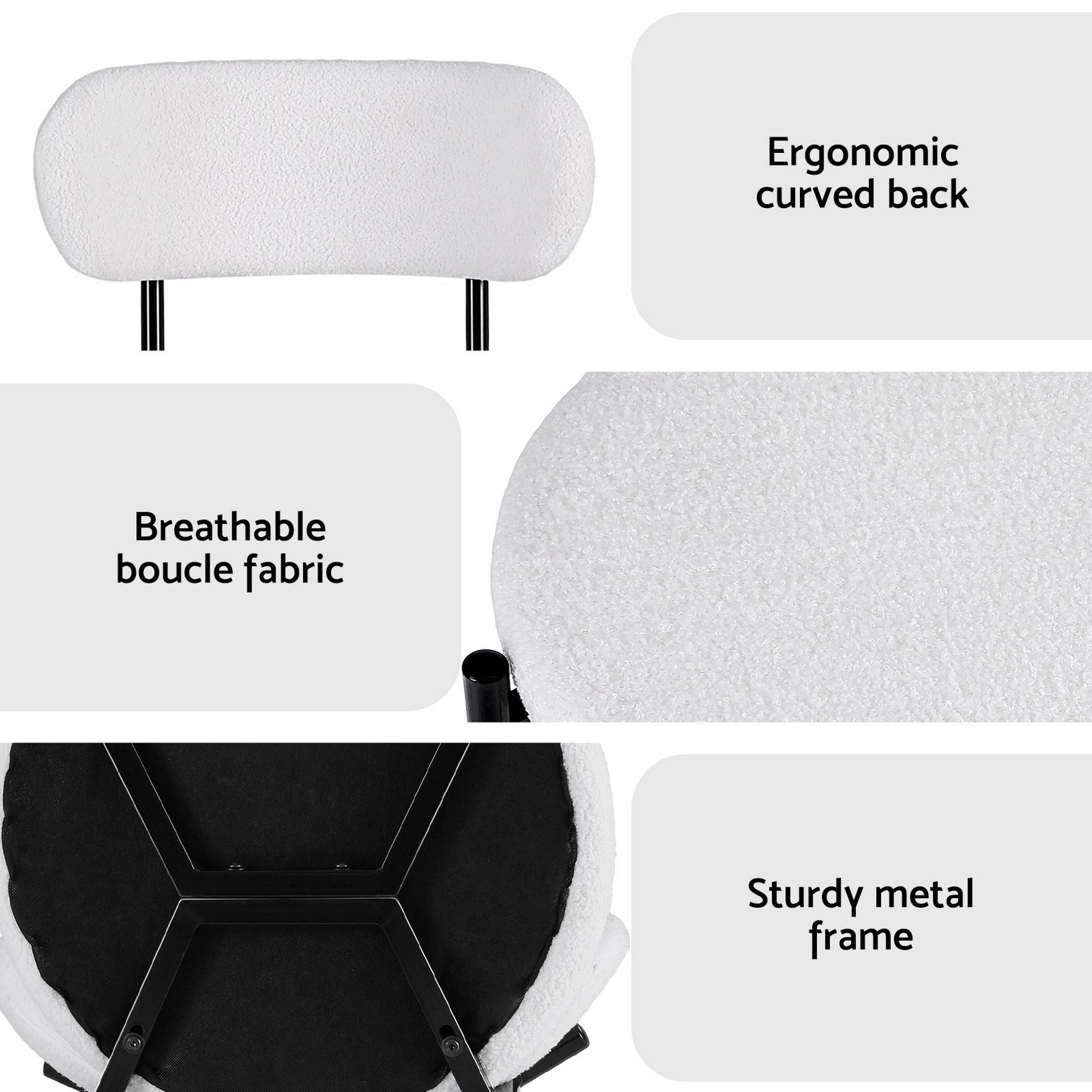 Lina (Set of 6) Sherpa Dining Chairs - White