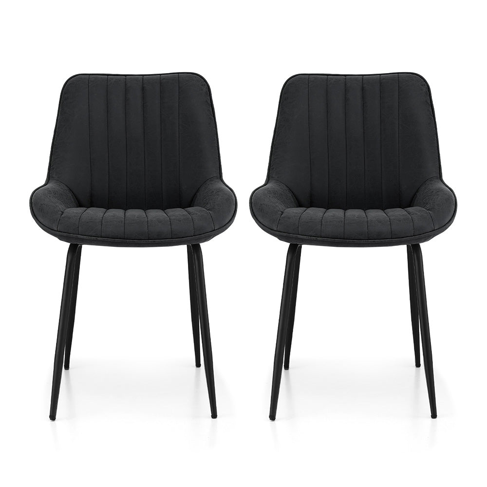 Levi (Set of 2) PU Leather Dining Chairs - Black - Homecoze