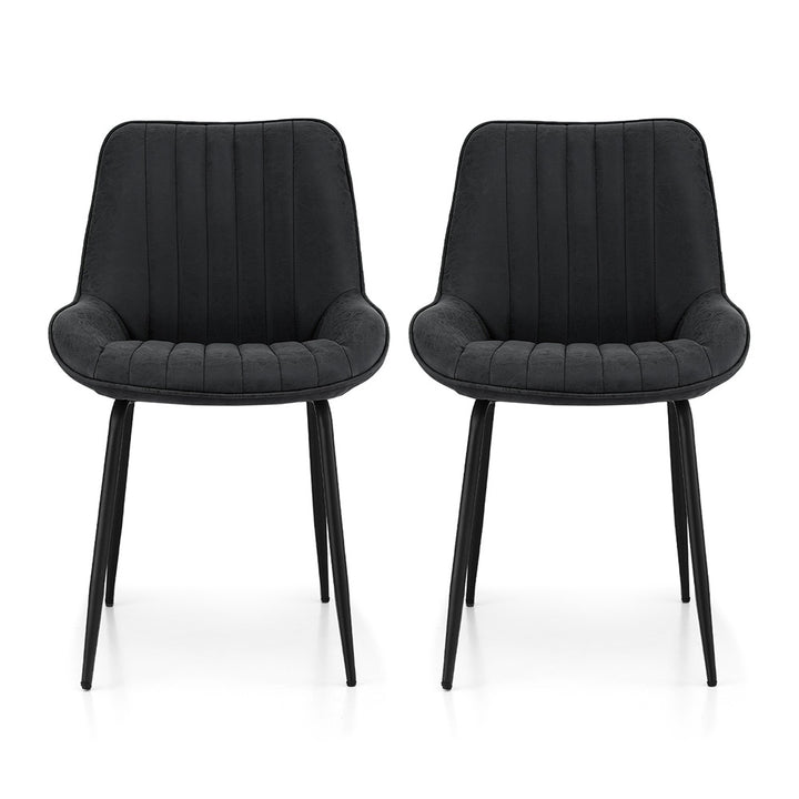 Levi (Set of 2) PU Leather Dining Chairs - Black - Homecoze