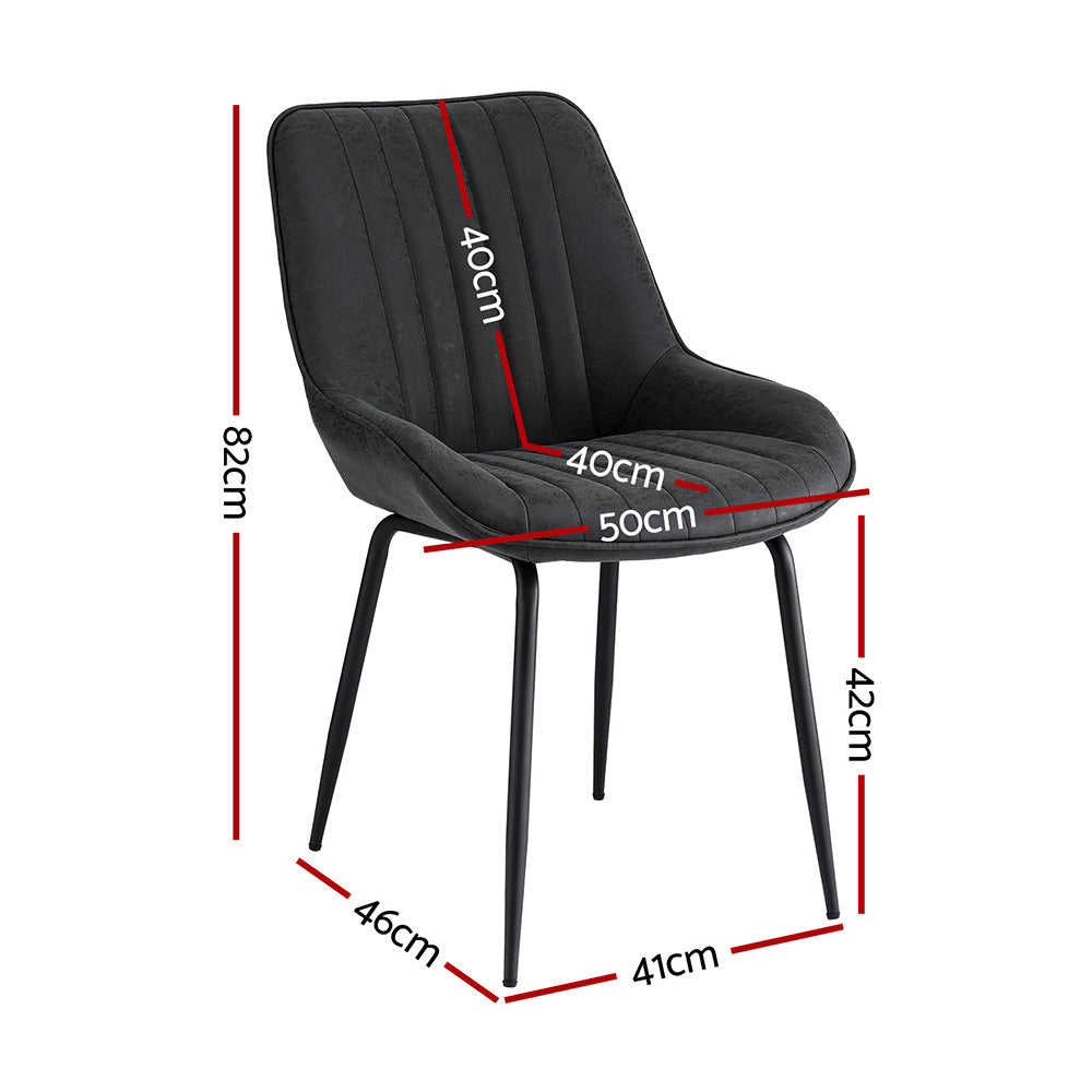 Levi (Set of 2) PU Leather Dining Chairs - Black - Homecoze