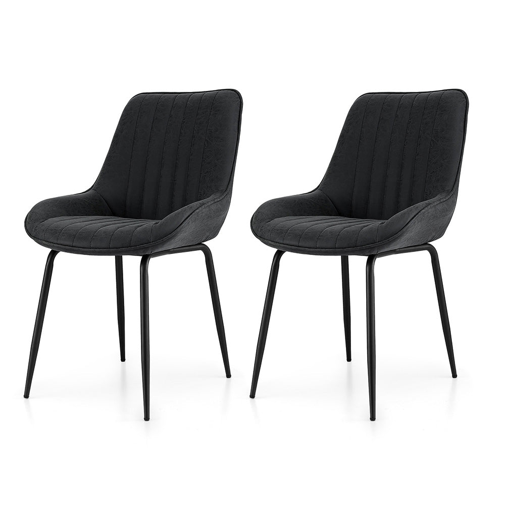 Levi (Set of 2) PU Leather Dining Chairs - Black - Homecoze