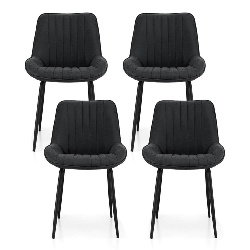 Levi (Set of 4) PU Leather Dining Chairs - Black - Homecoze